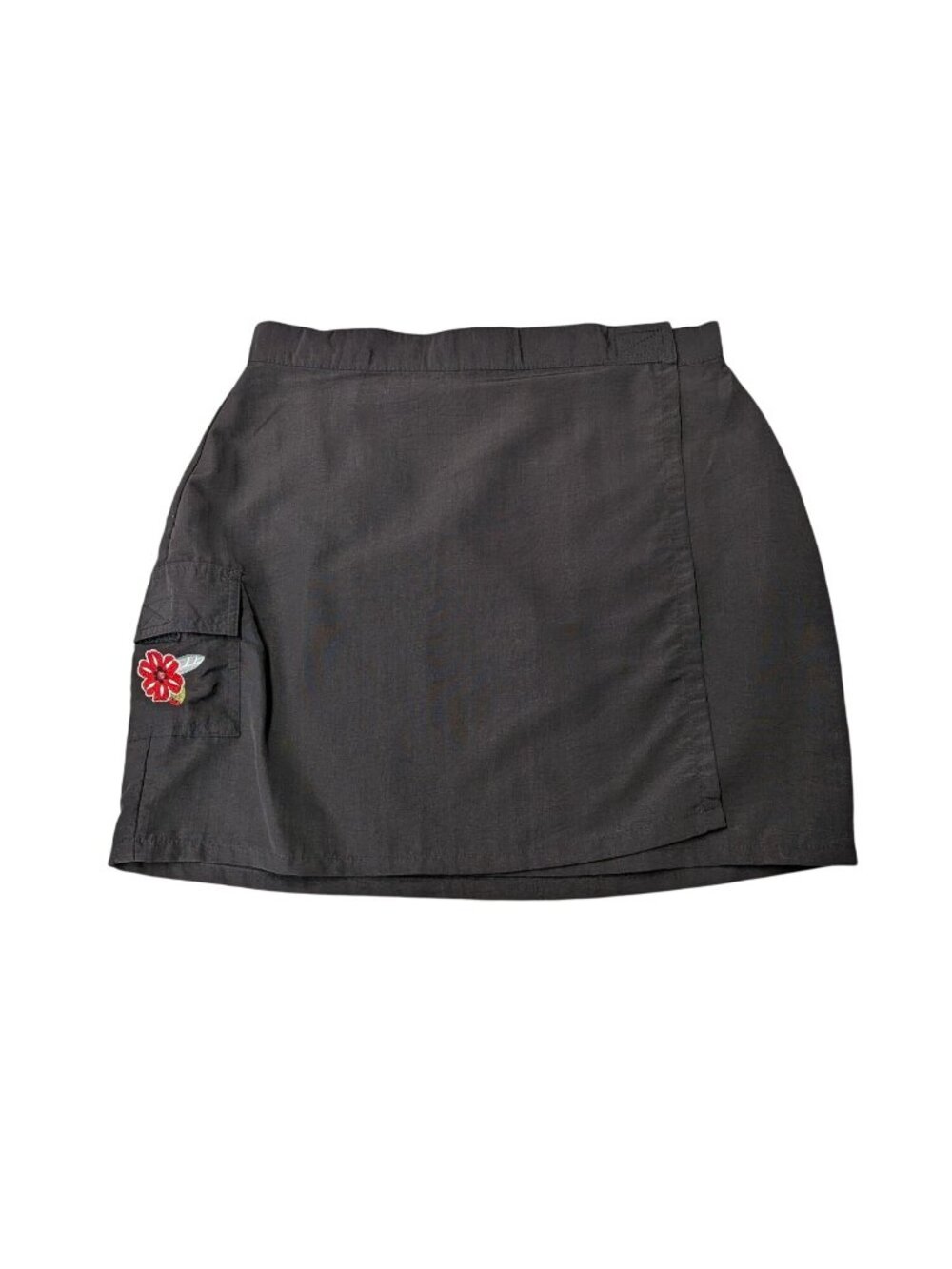 Vtg No Boundaries Cargo Nylon Mini Skirt Floral Embroidered Grunge Fairy Large